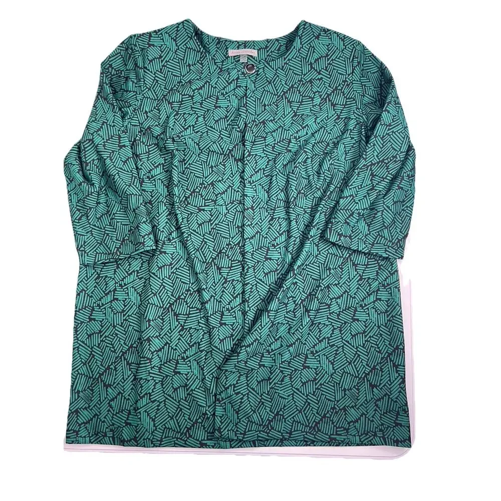 Danny & Nicole Green Geometric Jacket Duster Plus Size Office Wear Size 22W